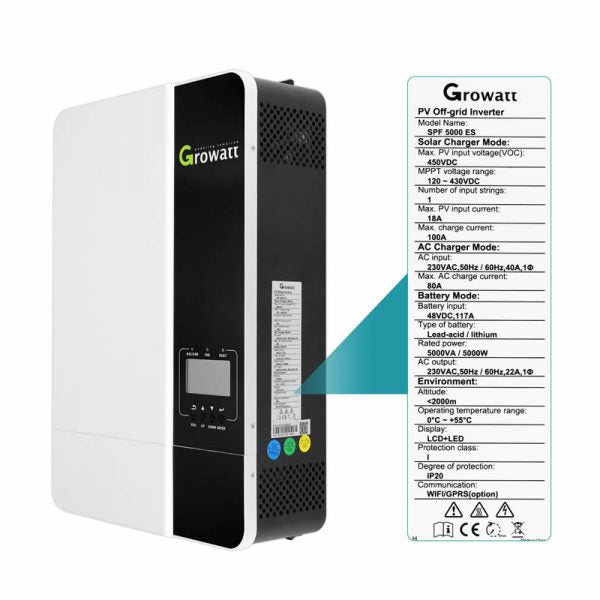 GROWATT SPF 5000 ES OFF GRID WIFI, 5KW, 48V