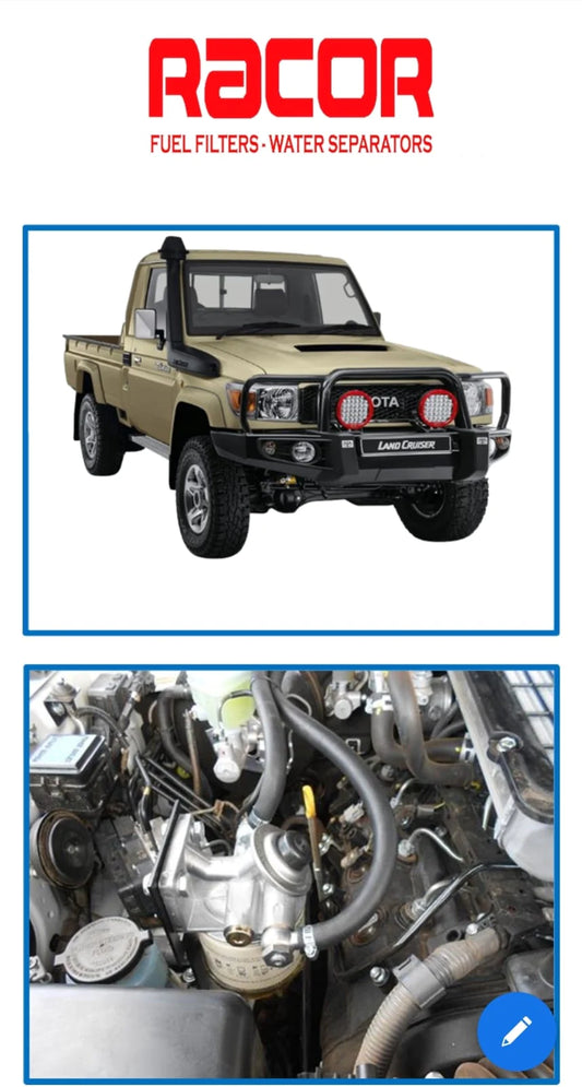 RACOR FUEL FILTERS-WATER SEPARATOR KIT TOYOTA LC 79 & LC 200 V8
