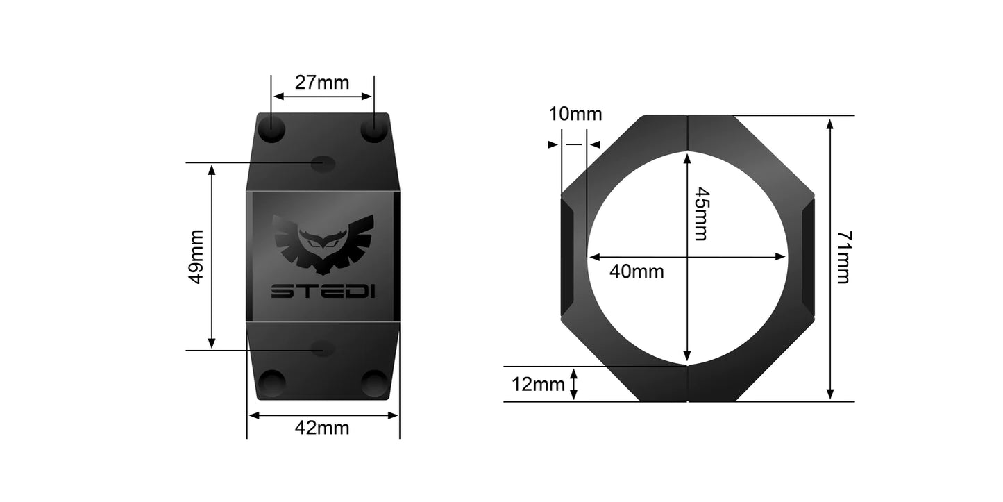 STEDI HEX BULL BAR TUBE MOUNTING BRACKETS 48mm-53mm