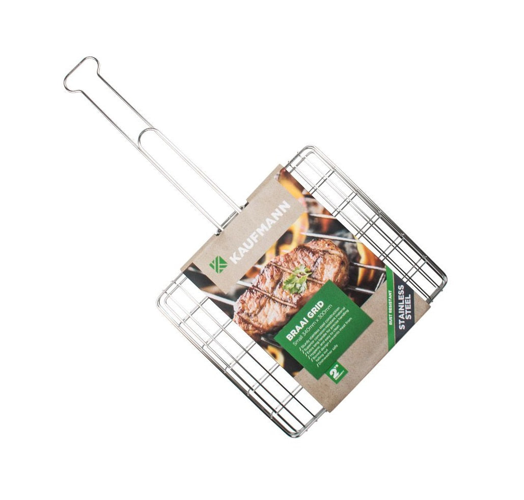 KAUFMANN BRAAI GRID S/STEEL BOX SML 34CMX30CM